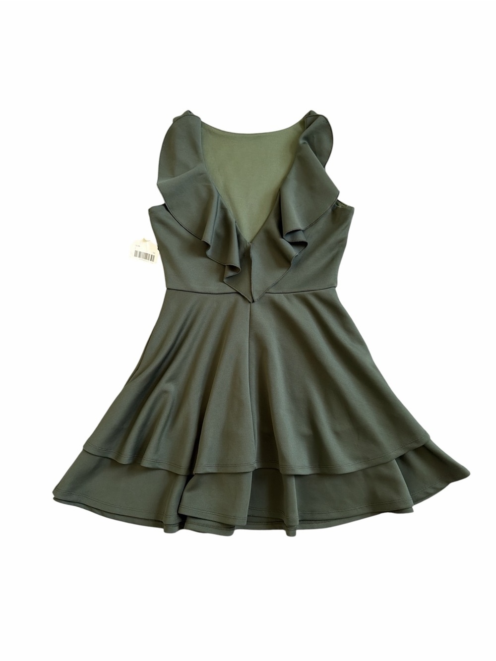 Altar'd State Sullivan Olive Green Ruffle Fit-and-Flare Mini Dress Small